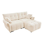 Green / White / Orange / Blue Chenille 2-Seater Sofa with Ottoman, 2-Seater
