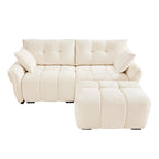 Green / White / Orange / Blue Chenille 2-Seater Sofa with Ottoman, 2-Seater