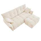 Green / White / Orange / Blue Chenille 2-Seater Sofa with Ottoman, 2-Seater