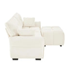 Green / White / Orange / Blue Chenille 2-Seater Sofa with Ottoman, 2-Seater