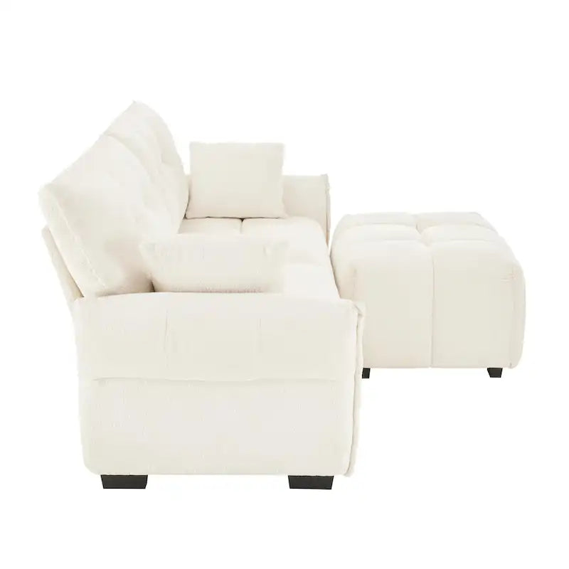 Green / White / Orange / Blue Chenille 2-Seater Sofa with Ottoman, 2-Seater