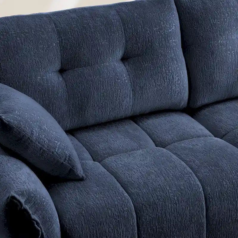 Green / White / Orange / Blue Chenille 2-Seater Sofa with Ottoman, 2-Seater