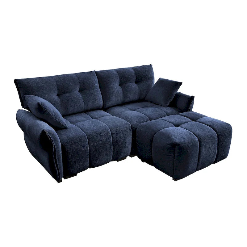 Green / White / Orange / Blue Chenille 2-Seater Sofa with Ottoman, 2-Seater