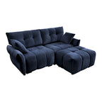 Green / White / Orange / Blue Chenille 2-Seater Sofa with Ottoman, 2-Seater