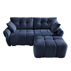 Green / White / Orange / Blue Chenille 2-Seater Sofa with Ottoman, 2-Seater