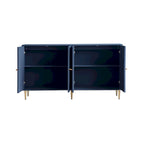 Green / Blue / Gray / Matte Black 4-Door Sideboard, Adjustable Shelves, Gold Knobs & Metal Legs