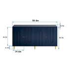 Green / Blue / Gray / Matte Black 4-Door Sideboard, Adjustable Shelves, Gold Knobs & Metal Legs