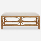 Brown Rattan-Wrapped Rectangular Bench, 2-Person