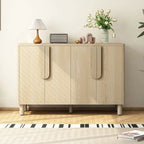 Natural, Minimalist, 4-Door Sideboard Cabinet, 2-Person Assembly