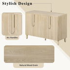 Natural, Minimalist, 4-Door Sideboard Cabinet, 2-Person Assembly