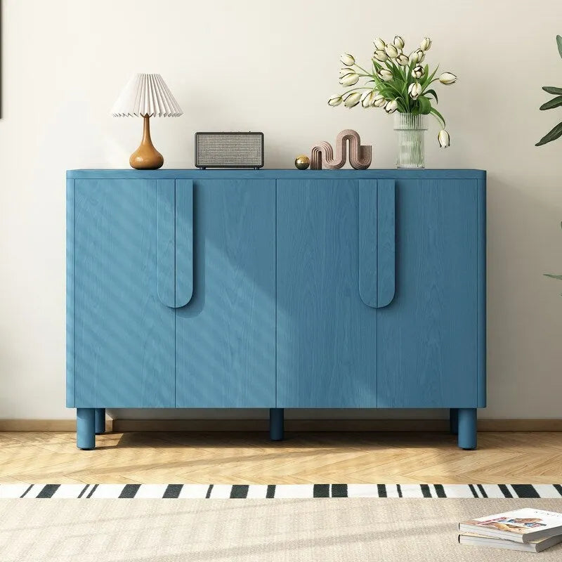 Natural, Minimalist, 4-Door Sideboard Cabinet, 2-Person Assembly