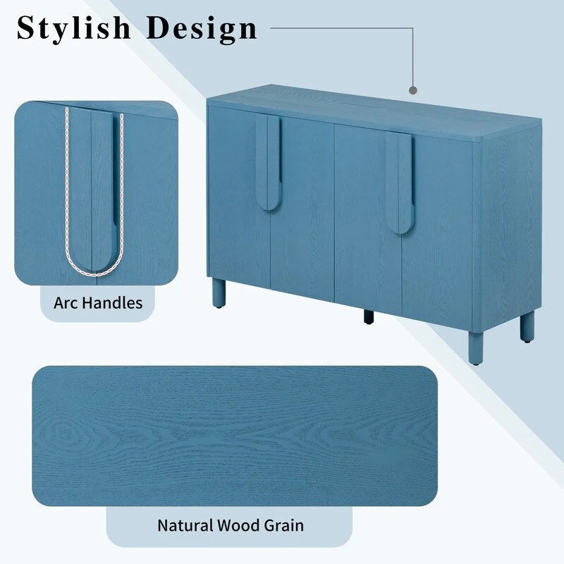 Natural, Minimalist, 4-Door Sideboard Cabinet, 2-Person Assembly