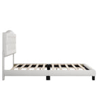 Gray Upholstered Platform Bed, Curved Diamond-Tufted Headboard, Full/Queen/King, Fits 2