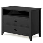 Dark Grey / White / Black Wide Nightstand with 2 Drawers & Open Shelf – 1-Person Bedside Table