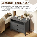 Dark Grey / White / Black Wide Nightstand with 2 Drawers & Open Shelf – 1-Person Bedside Table