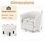 Brown / Creamy White / Gray Swivel Barrel Accent Chair with Ottoman, 1-Seat