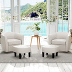 Brown / Creamy White / Gray Swivel Barrel Accent Chair with Ottoman, 1-Seat