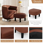 Brown / Creamy White / Gray Swivel Barrel Accent Chair with Ottoman, 1-Seat