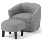 Brown / Creamy White / Gray Swivel Barrel Accent Chair with Ottoman, 1-Seat