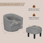 Brown / Creamy White / Gray Swivel Barrel Accent Chair with Ottoman, 1-Seat