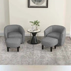 Brown / Creamy White / Gray Swivel Barrel Accent Chair with Ottoman, 1-Seat