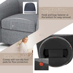 Brown / Creamy White / Gray Swivel Barrel Accent Chair with Ottoman, 1-Seat