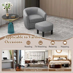 Brown / Creamy White / Gray Swivel Barrel Accent Chair with Ottoman, 1-Seat