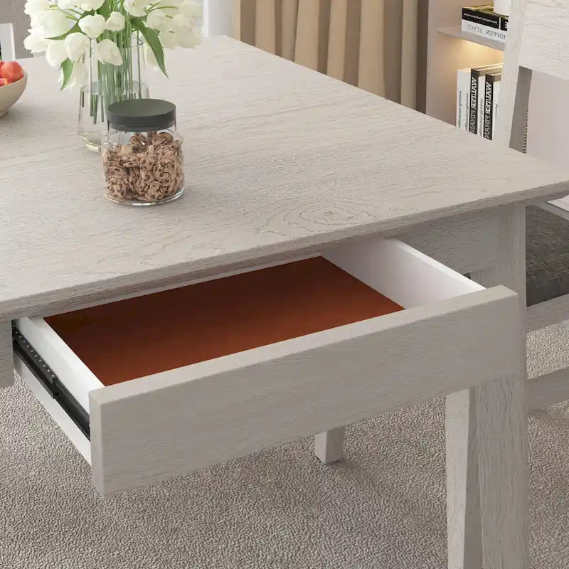 Grey Modern Square Solid Wood Dining Table, Seats 4