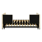 Beige Upholstered Twin Daybed with Pop-Up Trundle, Sleeps 1–2