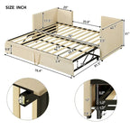 Beige Upholstered Twin Daybed with Pop-Up Trundle, Sleeps 1–2