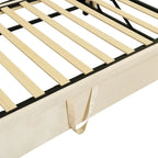Beige Upholstered Twin Daybed with Pop-Up Trundle, Sleeps 1–2