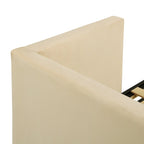 Beige Upholstered Twin Daybed with Pop-Up Trundle, Sleeps 1–2