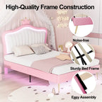Pink Full Size LED Headboard Platform Bed – For 1–2 People