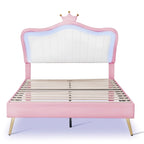 Pink Full Size LED Headboard Platform Bed – For 1–2 People