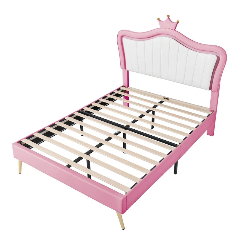 Pink Full Size LED Headboard Platform Bed – For 1–2 People
