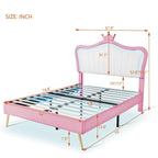 Pink Full Size LED Headboard Platform Bed – For 1–2 People
