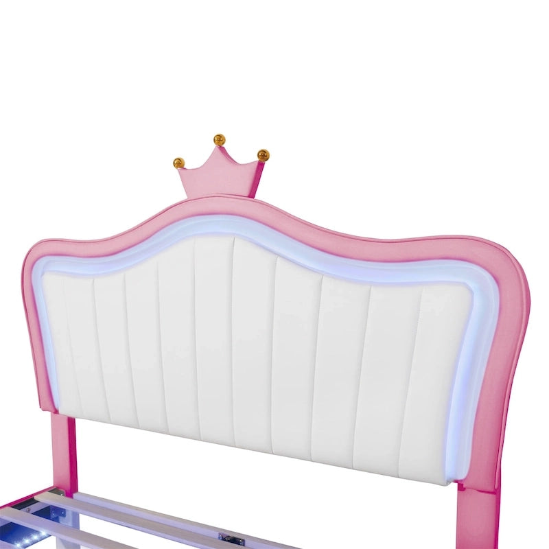 Pink Full Size LED Headboard Platform Bed – For 1–2 People