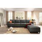 Grey U-Shaped Modular Sectional Sofa, 4-Seat + 2 Ottomans, Chenille