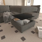 Grey U-Shaped Modular Sectional Sofa, 4-Seat + 2 Ottomans, Chenille