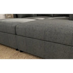 Grey U-Shaped Modular Sectional Sofa, 4-Seat + 2 Ottomans, Chenille