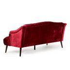 Wine Red Velvet Button-Tufted 3-Seater Sofa with Birch Wood Legs