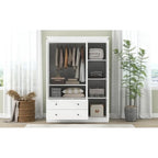 White Armoire Wardrobe with 3 Shutter Doors, 2 Drawers & 4 Shelves, Single – 47.2"L x 20.5"W x 66.7"H