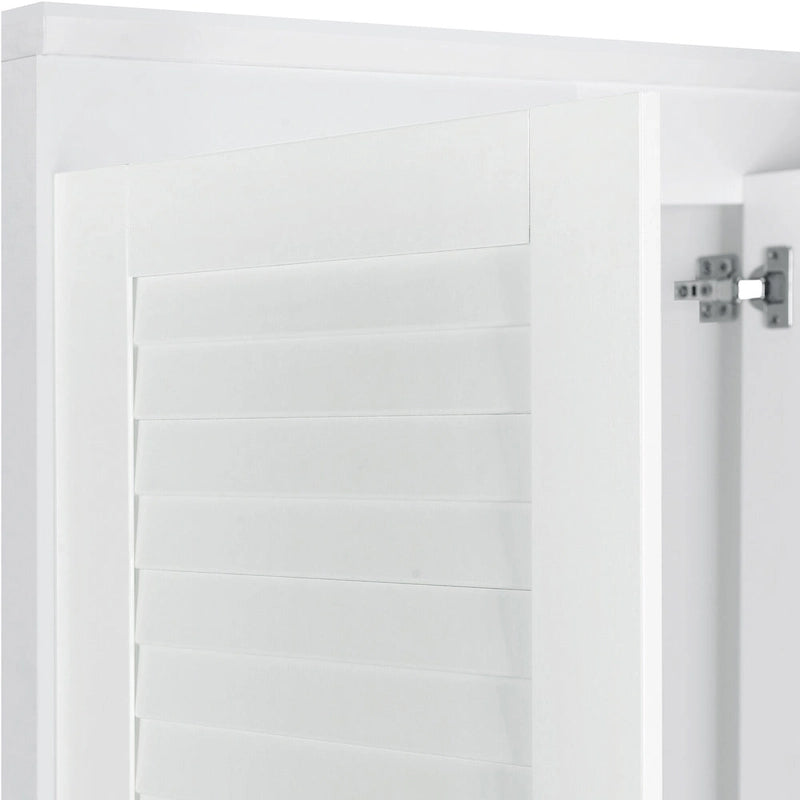 White Armoire Wardrobe with 3 Shutter Doors, 2 Drawers & 4 Shelves, Single – 47.2"L x 20.5"W x 66.7"H