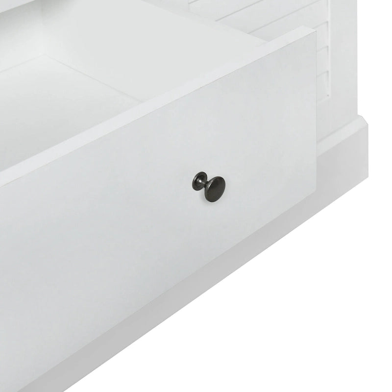 White Armoire Wardrobe with 3 Shutter Doors, 2 Drawers & 4 Shelves, Single – 47.2"L x 20.5"W x 66.7"H