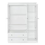 White Armoire Wardrobe with 3 Shutter Doors, 2 Drawers & 4 Shelves, Single – 47.2"L x 20.5"W x 66.7"H