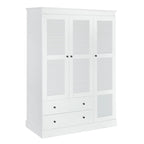 White Armoire Wardrobe with 3 Shutter Doors, 2 Drawers & 4 Shelves, Single – 47.2"L x 20.5"W x 66.7"H