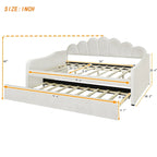 White Velvet Shell-Back Daybed with Trundle, Sleeps 2