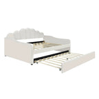 White Velvet Shell-Back Daybed with Trundle, Sleeps 2