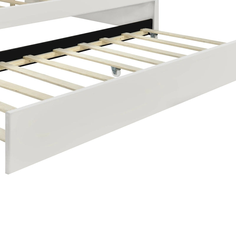 White Velvet Shell-Back Daybed with Trundle, Sleeps 2