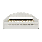 White Velvet Shell-Back Daybed with Trundle, Sleeps 2